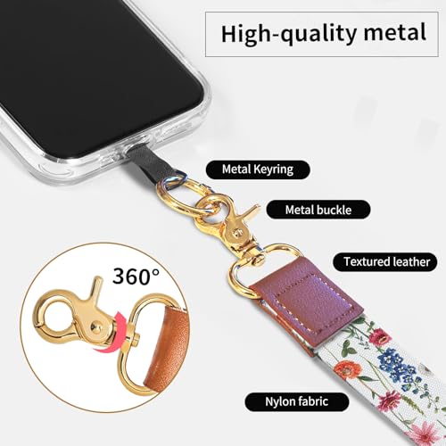 Phone Lanyard Crossbody Wrist Strap, Cute Cell Phone Lanyards for around the Neck Wristlet Wrist Strap - color: Boho Cute Flowers