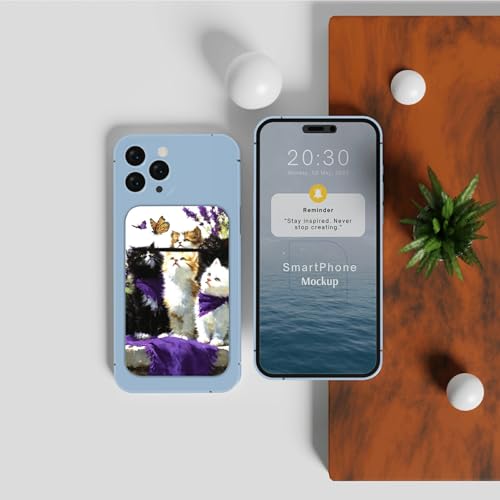 Phone Credit Card Holder Stick on, Cell Phone Pocket Self Adhesive Stretchy Stick on Wallet ID Credit Card Case Pouch Sleeve with Flap for All Smartphones, Lavender Cat - color: Lavender Cat