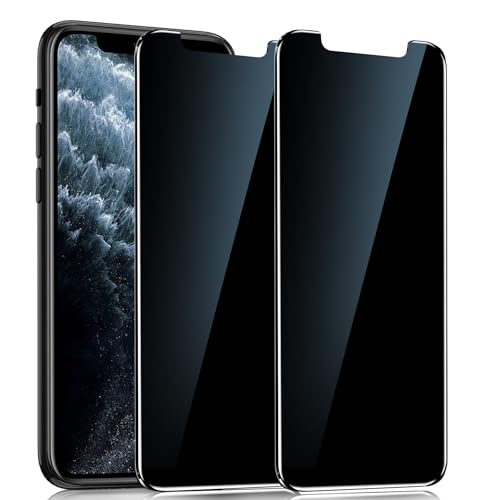 YMHML 2 Pack Compatible for iPhone 11 Pro/Xs/X Privacy Screen Protector Tempered Glass, Anti Spy Privacy Screen for iPhone Accessories, Case Friendly Private Film - size: iPhone 11 Pro/Xs/X-5.8 Inch