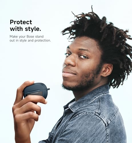 SURITCH Case Cover for Bose Ultra Open Earbuds(2024), Shockproof Protective Cover for Bose Ultra Open Wireless Ear Earbuds Charging Case Accessories with Carabiner, Navy - color: Blue