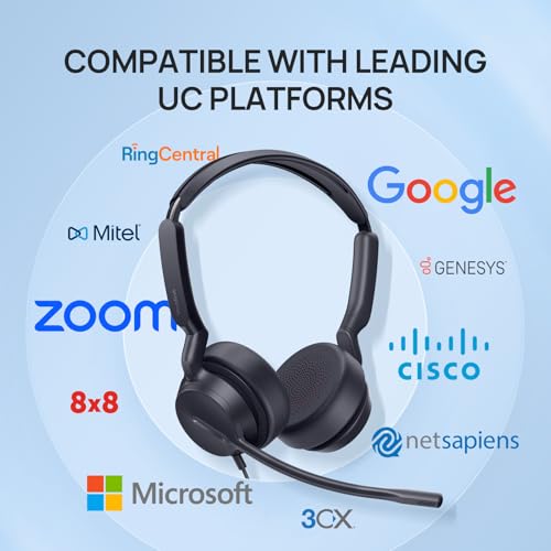 Yealink UH42 SE Wired Headset, USB-A/C & 3.5mm,in-Line Controls, On-Ear - color: Dual-Ear (UC), size: 3.5mm & USB-C/A