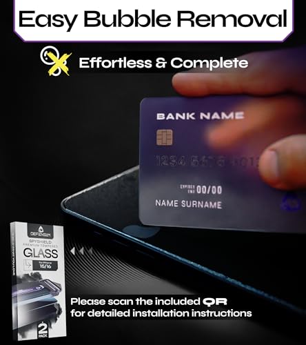 Defenslim for iPhone 15/16 Privacy Screen Protector (2Pack), Easy Auto-Dust & Align Install Kit, 6.1" Tempered Glass, 9H Hardness, Privacy Protection, Case Friendly, SpyShield