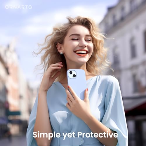 ORNARTO Compatible with iPhone 15 Case 6.1, Slim Liquid Silicone 3 Layers Full Covered Soft Gel Rubber Phone Case, Anti-Scratch Shockproof Protective Cover 6.1 Inch, Baby Blue - color: Baby Blue