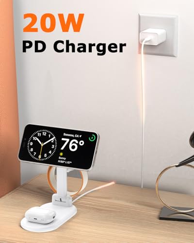 Magnetic Wireless Charger Mag-Safe 3 in 1 Charging Station Foldable