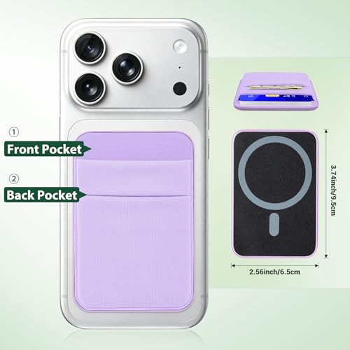takyu Wallet Compatible with Magsafe, Elastic Cloth Fabric 2600Gs Secure Magnetic Strength Minimalist Wallet Phone Credit Card Holder Compatible with iPhone 17 16 15 14 13 12 Series Case - color: Light-purple