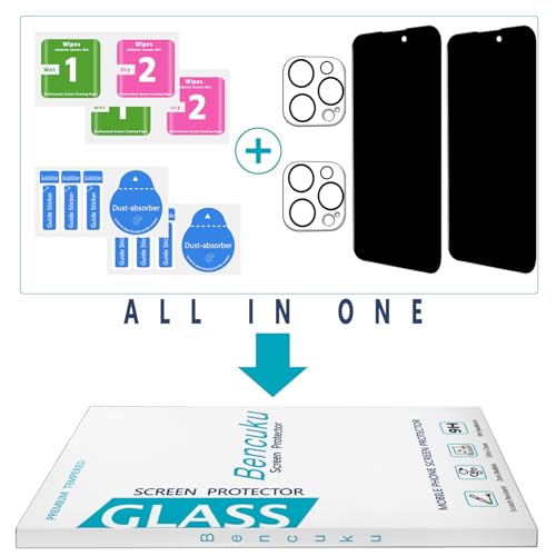 2+2 Pack Privacy Screen Protector for iPhone 14 Pro Tempered Glass - size: (Privacy)iPhone 14 Pro 6.1 Inch