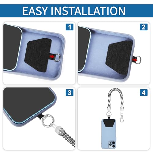 Doormoon Phone Tether Anti Theft, Phone Lanyard With Heavy Duty Carabiner - color: Silver - 2 Pack