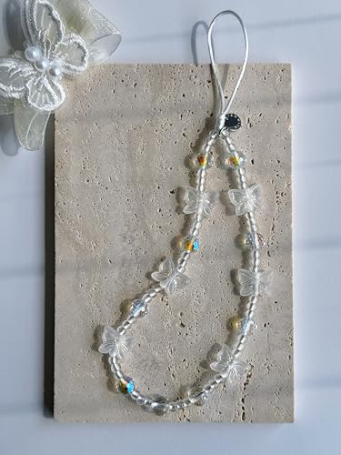 Drawwind Phone Charm Beaded Wristlet Strap Universal Cell Phone Lanyard Cute Bracelet Wrist Strap Beaded Chain String Handmade Accessories for Case Camera Bags (Multi Butterfly) - color: Multi Butterfly