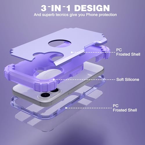 IDweel for iPhone 17 Case with Screen Protector, 3 in 1 Shockproof Slim Fit Hybrid Heavy Duty Hard PC Cover Soft Silicone Bumper Full Body Anti-Fingerprint Case, Purple - color: Purple
