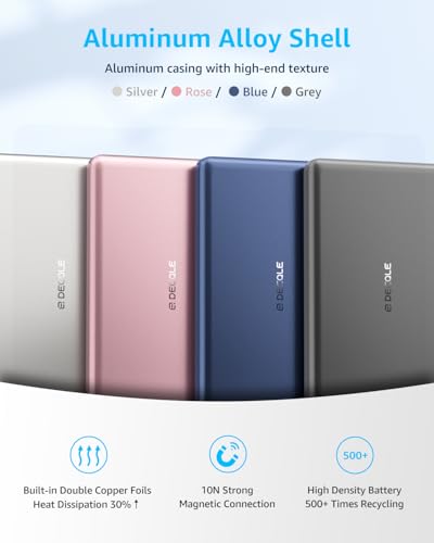“Air” Power Bank for MagSafe 5000mAh Ultra Slim Battery Charger Case | Magnetic Wireless Portable Battery Charger Case with USB-C Cable, Compatible with iPhone 17/16/15/14/13/12 Series Only Sliver - color: Silver