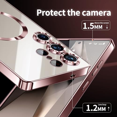 Hurgoer for Samsung Galaxy S22 Ultra Case.Soft TPU Electroplated Frame Cover with Clear Back.Drop Tested Protective Full Body Case.Thin Light Slim【Not Magsafe】 (Rose Gold, S22 Ultra) - color: Rose Gold, size: S22 Ultra