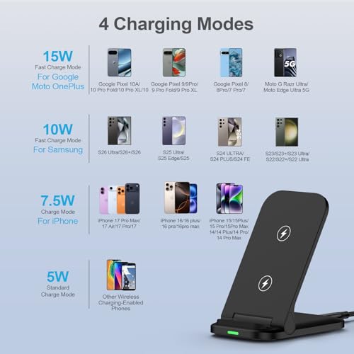 for Pixel 10A Wireless Charger Stand Fast Charging Desk for Google Pixel 10 - color: Black