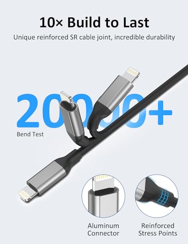 Coiled USB to Lightning Cable,2Pack Retractable iPhone Charger CarPlay Cord - size: 3FT