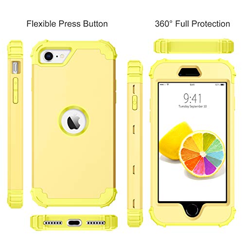 BENTOBEN for iPhone SE 2022 Case and iPhone SE 2020 Phone Case, Heavy Duty Full Body Rugged Shockproof Hybrid Hard Plastic Soft Rubber Bumper Protective Girls Women SE3/2 Cover,Light Yellow/Lemon - color: Light Yellow/Lemon