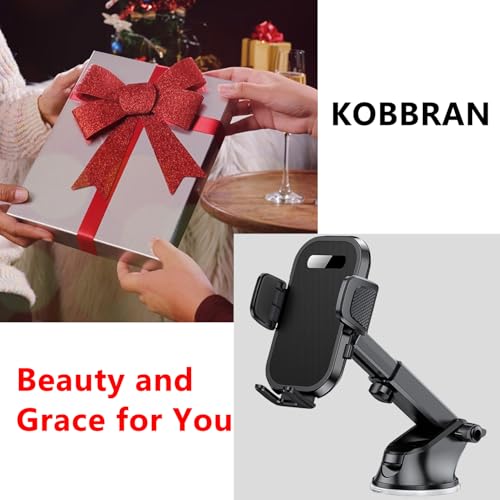 Car Phone Holder Phone Mount for Car Windshield Dashboard Air Vent Universal Hands Free Automobile Cell Phone Holder Fit for iPhone Samsung Moto Smartphone (Black)