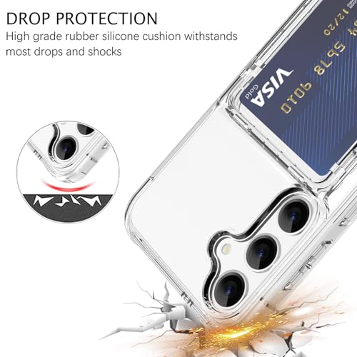 Wallet Case for Samsung Galaxy S24 Plus with 3 Credit Card Holder | Slot Shockproof Hybrid Heavy Duty Protection Clear Phone Cover Compatible with Galaxy S24 Plus (Clear) - color: Clear, size: Samsung Galaxy S24 Plus