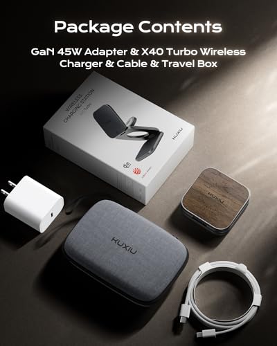 KU XIU Qi2.2 25W Magnetic Wireless Charger, Foldable 3 in 1 Travel Charging Station for iPhone 17/16/15/14/13/12, 5W for Apple Watch & AirPods, Aluminum Alloy Design, with 45W GaN Adapter, Wood Grain - color: Wood Grain