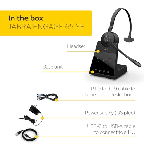 Jabra Engage 65 SE (Second Edition) Wireless Single‑Ear Headset with Mic - style: Single-Ear