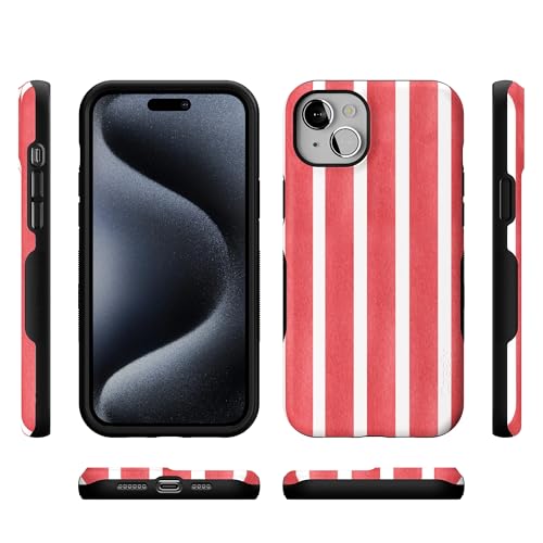 Casely iPhone 15 Plus Case | East Coast Summer | Red Stripes | Bold Protective Design | Compatible with MagSafe - color: East Coast Summer | Red Stripes