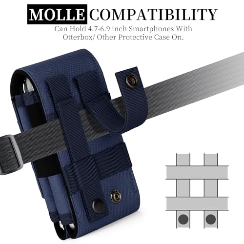 Dual Tactical Phone Pouch Molle Phone Holster Double Capacity Holder Universal Utility EDC Pouch for iPhone 17 Pro Max/17 Pro/16 Pro Max/16 Pro/15 Pro Max/15 - color: Deep Blue