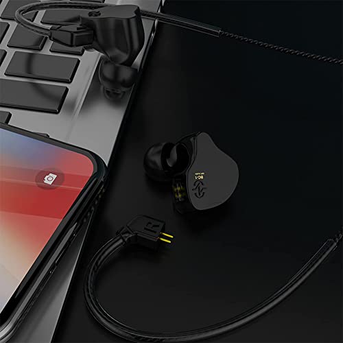 YINYOO CCZ Melody Gaming Earbuds Wired in Ear Hearphones with Microphone IEM HIFI Bass with 1DD 1BA Hybrid, Detachable Cable for Smartphones/PC/Tablet/Gaming/Video/Music/Calling (with mic, dark black) - color: Dark, size: 3.5mm-With Microphone, style: 3.5