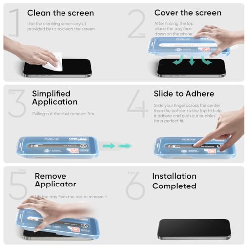 FLOLAB NanoArmour ONETIME 2 Pack for iPhone 17 Air Screen Protector, Tempered Glass, Ultra Clear, InfinityEdge-to-Edge, Easy Install, Dust-Free, Reinforced Edge - size: 17 Air