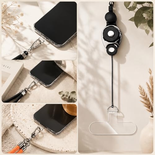 25 Pcs Phone Lanyard Tab, Thinner Phone Tether Tabs Transparent Cellphone Charm Holder Universal Lanyard Patches Without Adhesive Strap Replacement Part for Cases