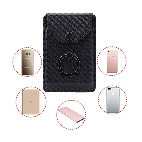 Self Adhesive Phone Card Wallet with Ring Stand Flip Cover, Black B - color: Black B