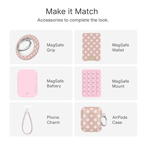 VELVET CAVIAR for iPhone 15 Case - Compatible with MagSafe - 10ft Drop Tested - Brown Sugar Polka Dot - color: Brown Sugar Polka Dot, size: 15