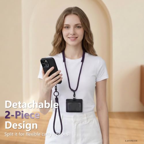 4-in-1 Phone Lanyard, Crossbody, Neck, Wrist & Finger Strap - color: Deep Purple