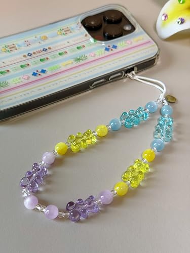 Drawwind Phone Charm Beaded Wristlet Strap Universal Cell Phone Lanyard Cute Bracelet Wrist Strap Beaded Chain String Handmade Accessories for Case Camera Bags (Gummy Bear) - color: Gummy Bear