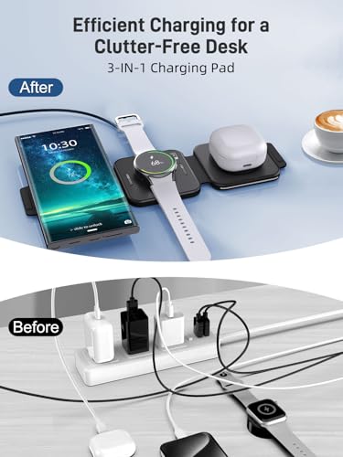 Magnetic Wireless Charger for Samsung, 3 in 1 Charging Station for Samsung