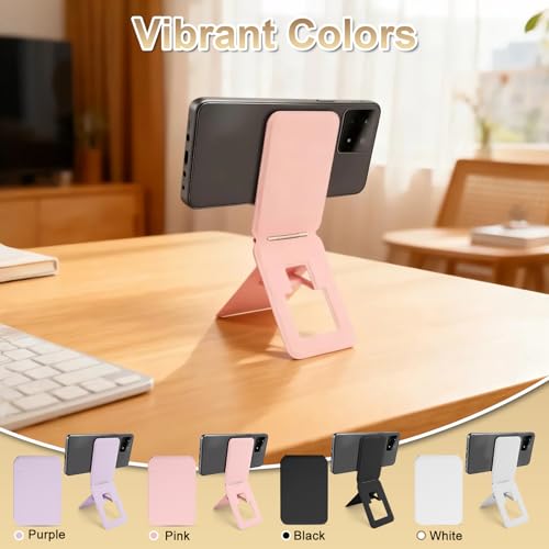 Magnetic Phone Stand, PU Leather Phone Tripod with Angle Adjustment - color: A-Pink
