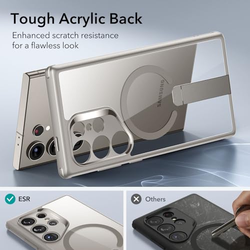 ESR for Samsung Galaxy S24 Ultra Magsafe Case with Kickstand, Wireless Charging Compatible with Magnetic, 3 Stand Modes, Military-Grade Protection, Shockproof Case Slim Fit for S24 Ultra, Clear Grey - color: Magsafe Boost-Clear Grey