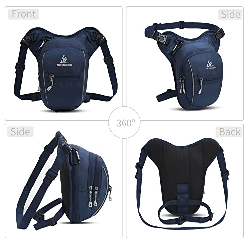 Peicees Motorcycle Leg Bag for Men Womens Thigh Bag, Expandable - color: Dark Blue