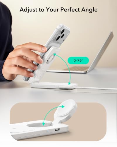 ESR 3 in 1 Charging Station, Qi2.2 25W MagSafe Charger Stand w/Cryoboost - color: White