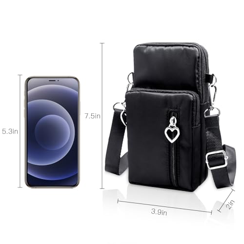 BIAOTIE Lightweight Small Crossbody bags Cell Phone Purses Travel Pouch Shoulder Bag for Women - color: Black