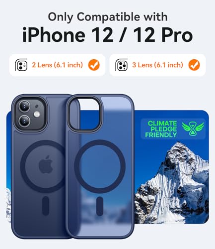 CANSHN Magnetic for iPhone 12 Case/iPhone 12 Pro Case, Deep Blue | Translucent Matte, Compatible with MagSafe, Heavy Duty Protection, Scratch Resistant, Slim Fit, Pocket Friendly - color: Matte Magnetic & Deep Blue