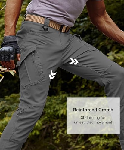 Susclude Men's Cargo Tactical Pants Breathable Ripstop Work Hiking Trousers - color: Gray, size: 28W x 30L