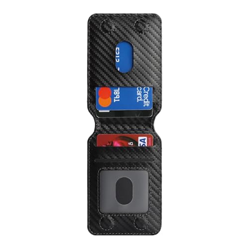 Havaya Carbon Fiber Wallet Case for iPhone 16 - Black | Carbon fiber, detachable wallet, 5-card slots & kickstand, MagSafe 15W fast charge, raised bezels - color: Black