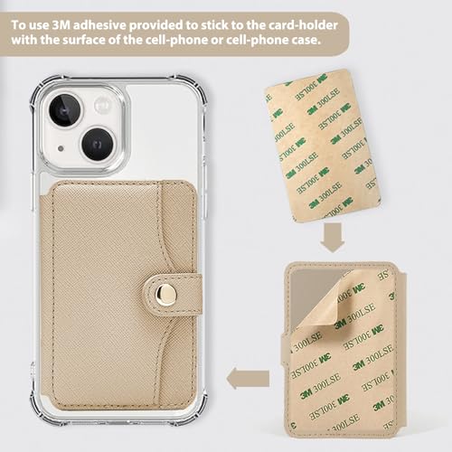 M-PlateauPhone Wallet Stick on with Sticky Adhesive for Phone - color: Khaki