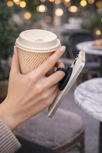 Grips by CRYSTALFY Magnetic Silicone Ring Grip Phone Holder, Rotating Finger Loop Ring Grip Holder, Soft and Portable, Strong Magnetic Attraction, Compatible with Magsafe Phone Case (Black) - color: Black