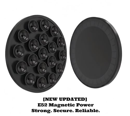 Magnetic Suction Phone Mount - Black Silicone Holder with Strong Suction for iPhone & Android - Versatile Use on Mirror, Glass, Car & Gym