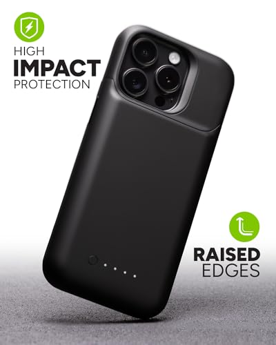 Mophie Juice Pack iPhone 15 Pro Battery Case - Legendary Power & Protection - Up to 50% Extra Battery, 6ft Drop Safety, Eco-Friendly Design, Black