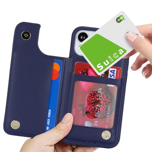 iCoverCase Compatible with iPhone 13 Mini Case with Card Holder, Wallet Phone Case for Women Men RFID Blocking PU Leather Protective Case 5.4 Inch (Dark Blue) - color: Dark Blue