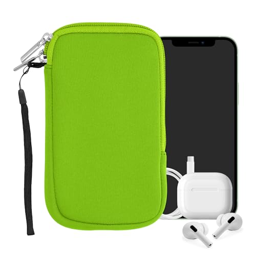 kwmobile Universal Phone Pouch Size L - 6.5" - Neoprene Smartphone Pouch with Zip - Water-Repellent Mobile Phone Case - Sleeve in Neon Green - color: neon green, size: L - 6.5"