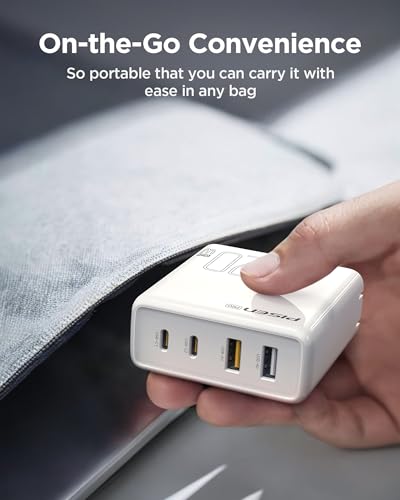 Pisen 120W 4-Port GaN USB-C Charger Block With 6FT USB-C To C Cable For MacBook Pro/Air, Pixelbook, iPad, iPhone, Samsung, Pixel 8, Steam Deck