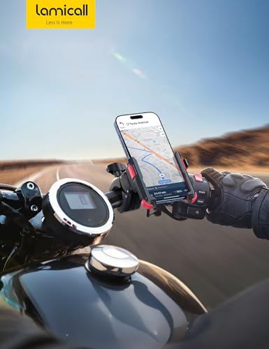 Lamicall Motorcycle Bike Phone Mount, 1s Quick Release Bike Phone Holder - color: Red