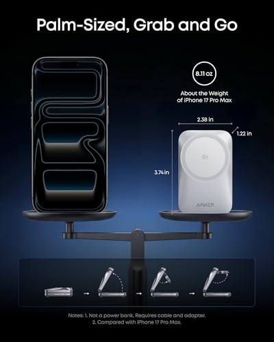 Anker Prime 25W Qi2.2-Certified Palm-Sized 3-in-1 Foldable MagSafe Charger - color: Radiant White