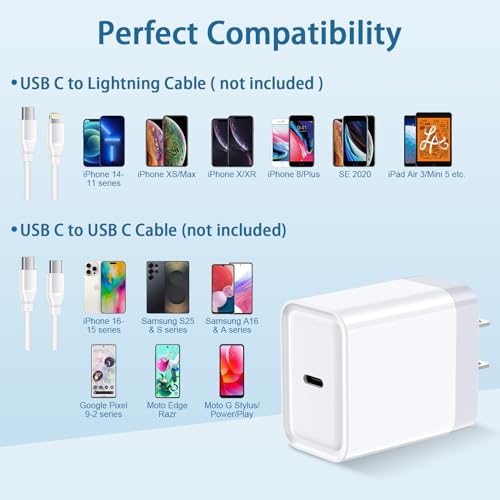 USB C Fast Charger Block Type C Charging Block 20W for Samsung Z Fold 8 7 6